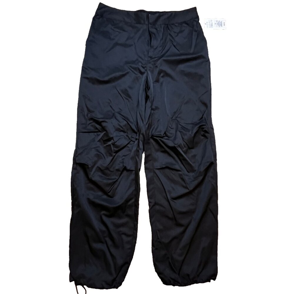 A New Day Black Satiny Drawstring Ankle Loose SZ 10 Athleisure Street Style